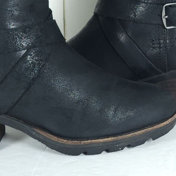 Sorel Women’s Cate US7 Black Leather Waterproof Side Zip Strappy Ankle Boots - Picture 16 of 16